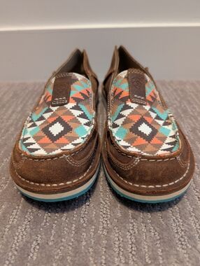 Turquoise and Coral Southwestern/Aztec/Geometric Ariat Cruisers